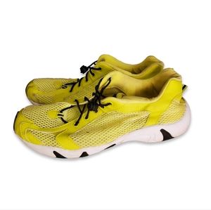 Highlighter Yellow Athletic Sneakers with Decorative Netting